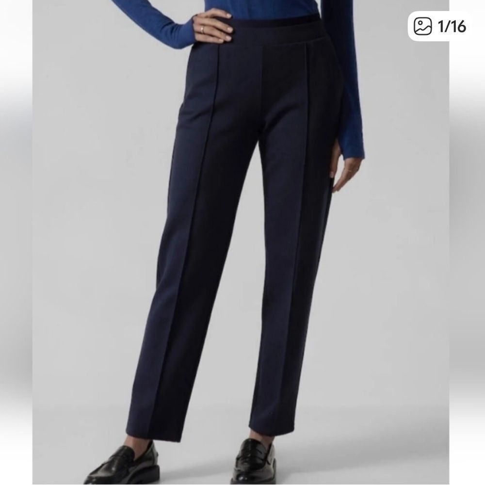 Athleta Venice Heathered Pintucked Pant Navy Blue Womens Medium Petite